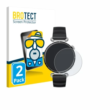 Vorderseite einer Produktverpackung mit dem Markenlogo BROTECT. Daneben ist das Gerät Huawei Watch GT 6 (41 mm) mit dem zugehö