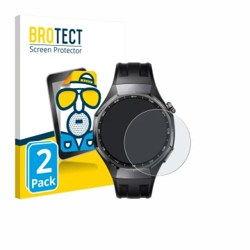Vorderseite einer Produktverpackung mit dem Markenlogo BROTECT. Daneben ist das Gerät Huawei Watch GT 6 Pro (46 mm) mit dem zu