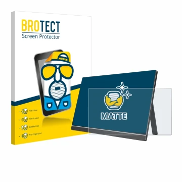 Vorderseite einer Produktverpackung mit dem Markenlogo BROTECT. Daneben ist das Gerät Arzopa 60HZ/A1 15.6