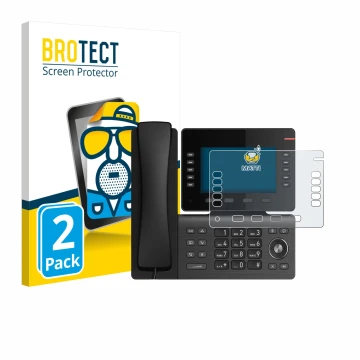 Vorderseite einer Produktverpackung mit dem Markenlogo BROTECT. Daneben ist das Gerät Snom D865 mit dem zugehörigen Displaysch
