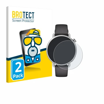 Vorderseite einer Produktverpackung mit dem Markenlogo BROTECT. Daneben ist das Gerät Xiaomi Watch S4 (41 mm) mit dem zugehöri