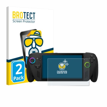 Vorderseite einer Produktverpackung mit dem Markenlogo BROTECT. Daneben ist das Gerät ASUS ROG Xbox Ally X mit dem zugehörigen