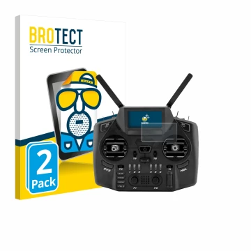 Vorderseite einer Produktverpackung mit dem Markenlogo BROTECT. Daneben ist das Gerät Radiomaster GX12 mit dem zugehörigen Dis