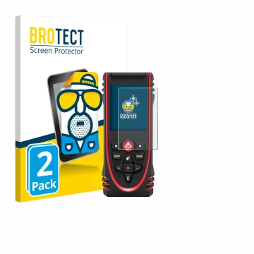 Vorderseite einer Produktverpackung mit dem Markenlogo BROTECT. Daneben ist das Gerät Leica DISTO X3 mit dem zugehörigen Displ