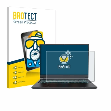 Vorderseite einer Produktverpackung mit dem Markenlogo BROTECT. Daneben ist das Gerät Gigabyte G6 2023 mit dem zugehörigen Dis