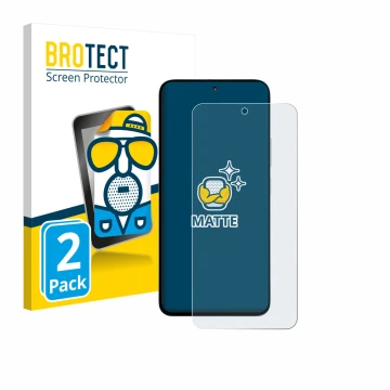 Vorderseite einer Produktverpackung mit dem Markenlogo BROTECT. Daneben ist das Gerät Xiaomi Poco M7 Plus mit dem zugehörigen 