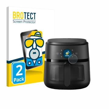 Vorderseite einer Produktverpackung mit dem Markenlogo BROTECT. Daneben ist das Gerät Philips Airfryer 2000 Gen 2 6,2L mit dem