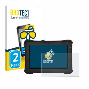 Vorderseite einer Produktverpackung mit dem Markenlogo BROTECT. Daneben ist das Gerät Zebra XSlate L10ax mit dem zugehörigen D