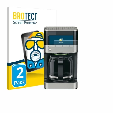 Vorderseite einer Produktverpackung mit dem Markenlogo BROTECT. Daneben ist das Gerät Braun PurAroma 7 mit dem zugehörigen Dis