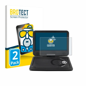 Vorderseite einer Produktverpackung mit dem Markenlogo BROTECT. Daneben ist das Gerät Soundmaster PDB1910SW DVD Player mit dem