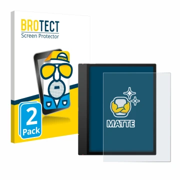 Vorderseite einer Produktverpackung mit dem Markenlogo BROTECT. Daneben ist das Gerät Boox Note Air 5 C mit dem zugehörigen Di