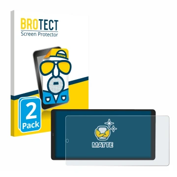 Vorderseite einer Produktverpackung mit dem Markenlogo BROTECT. Daneben ist das Gerät Shelly Wall Display X2 mit dem zugehörig