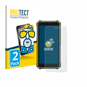 Vorderseite einer Produktverpackung mit dem Markenlogo BROTECT. Daneben ist das Gerät Ulefone RugKing 2 Pro mit dem zugehörige