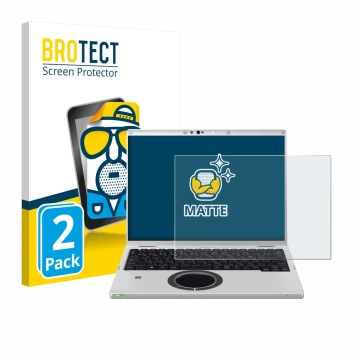 Vorderseite einer Produktverpackung mit dem Markenlogo BROTECT. Daneben ist das Gerät Panasonic CF-FV3 mit dem zugehörigen Dis