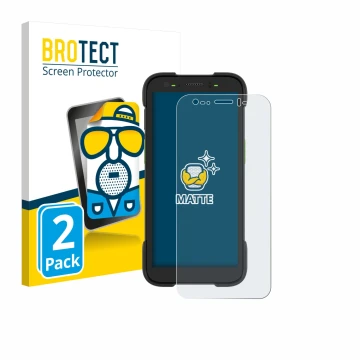 Vorderseite einer Produktverpackung mit dem Markenlogo BROTECT. Daneben ist das Gerät Zebra TC701 mit dem zugehörigen Displays