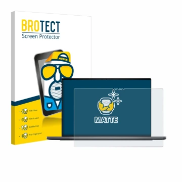 Vorderseite einer Produktverpackung mit dem Markenlogo BROTECT. Daneben ist das Gerät Dell XPS 16 DA16260 mit dem zugehörigen 