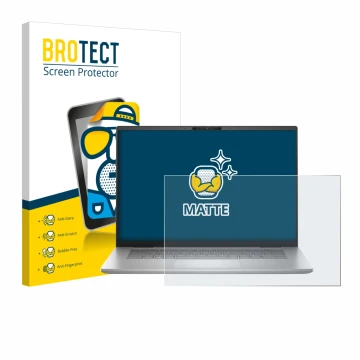 Vorderseite einer Produktverpackung mit dem Markenlogo BROTECT. Daneben ist das Gerät Dell Inspiron 16 Plus 7630 mit dem zugeh