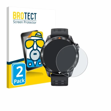 Vorderseite einer Produktverpackung mit dem Markenlogo BROTECT. Daneben ist das Gerät Xiaomi Mibro GS Pro 2 mit dem zugehörige