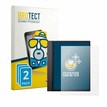 Vorderseite einer Produktverpackung mit dem Markenlogo BROTECT. Daneben ist das Gerät Boox Note Air 6 C mit dem zugehörigen Di