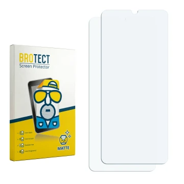 Vorderseite einer Produktverpackung mit dem Markenlogo BROTECT. Daneben ist der zugehörige Displayschutz.