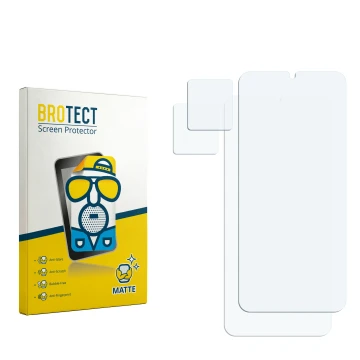 Vorderseite einer Produktverpackung mit dem Markenlogo BROTECT. Daneben ist der zugehörige Displayschutz.