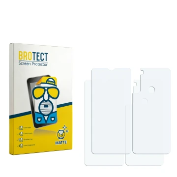 Vorderseite einer Produktverpackung mit dem Markenlogo BROTECT. Daneben ist der zugehörige Displayschutz.