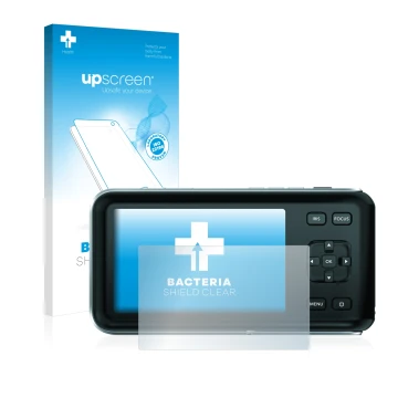 Vorderseite einer Produktverpackung mit dem Markenlogo upscreen. Daneben ist das Gerät Blackmagic Pocket Cinema Camera mit dem