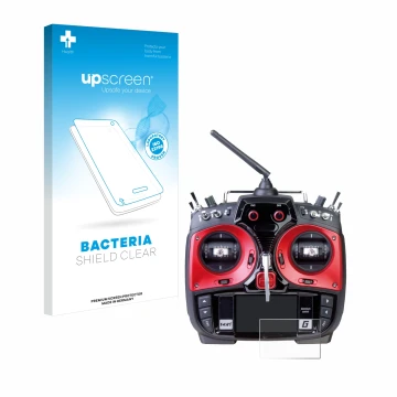 Vorderseite einer Produktverpackung mit dem Markenlogo upscreen. Daneben ist das Gerät Graupner MZ-24 mit dem zugehörigen Disp