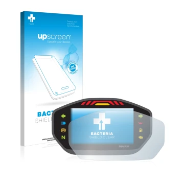 Vorderseite einer Produktverpackung mit dem Markenlogo upscreen. Daneben ist das Gerät Ducati Monster 1200S Colour-TFT-Display