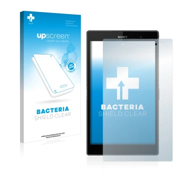Vorderseite einer Produktverpackung mit dem Markenlogo upscreen. Daneben ist das Gerät Sony Xperia Z3 Tablet Compact SGP611, S