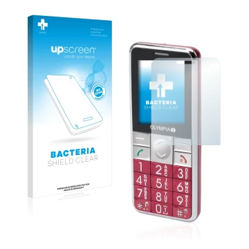 Vorderseite einer Produktverpackung mit dem Markenlogo upscreen. Daneben ist das Gerät Olympia Viva Plus mit dem zugehörigen D