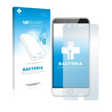 Vorderseite einer Produktverpackung mit dem Markenlogo upscreen. Daneben ist das Gerät Ulefone Be Touch mit dem zugehörigen Di