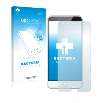 Vorderseite einer Produktverpackung mit dem Markenlogo upscreen. Daneben ist das Gerät Ulefone Be Touch 2 mit dem zugehörigen 