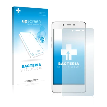 Vorderseite einer Produktverpackung mit dem Markenlogo upscreen. Daneben ist das Gerät BLU Vivo Air LTE 2015 mit dem zugehörig