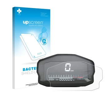 Vorderseite einer Produktverpackung mit dem Markenlogo upscreen. Daneben ist das Gerät Ducati Panigale 1199 Tachoanzeige mit d