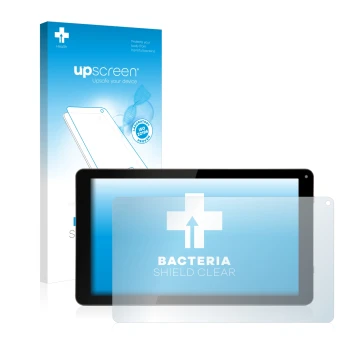 Vorderseite einer Produktverpackung mit dem Markenlogo upscreen. Daneben ist das Gerät GoClever Quantum2 700 Lite mit dem zuge