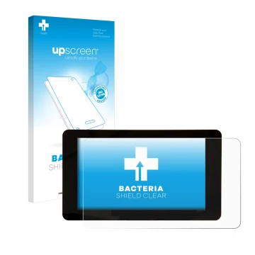 Vorderseite einer Produktverpackung mit dem Markenlogo upscreen. Daneben ist das Gerät Raspberry Pi Touchscreen 7