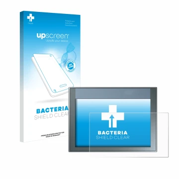 Vorderseite einer Produktverpackung mit dem Markenlogo upscreen. Daneben ist das Gerät Siemens Simatic HMI KTP 700 Basic mit d