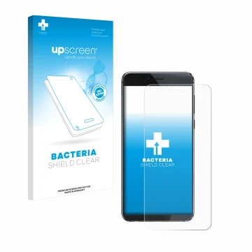 Vorderseite einer Produktverpackung mit dem Markenlogo upscreen. Daneben ist das Gerät Honor 8 mit dem zugehörigen Displayschu