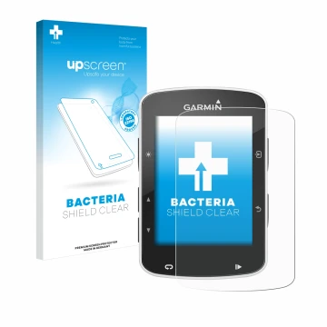 Vorderseite einer Produktverpackung mit dem Markenlogo upscreen. Daneben ist das Gerät Garmin Edge 820 mit dem zugehörigen Dis