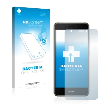 Vorderseite einer Produktverpackung mit dem Markenlogo upscreen. Daneben ist das Gerät Huawei Nova mit dem zugehörigen Display