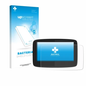 Vorderseite einer Produktverpackung mit dem Markenlogo upscreen. Daneben ist das Gerät TomTom GO 620 mit dem zugehörigen Displ