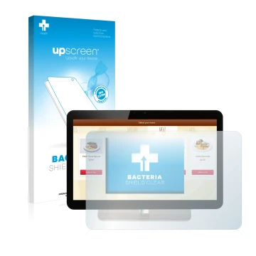 Vorderseite einer Produktverpackung mit dem Markenlogo upscreen. Daneben ist das Gerät Aopen eTILE 19M mit dem zugehörigen Dis