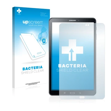 Vorderseite einer Produktverpackung mit dem Markenlogo upscreen. Daneben ist das Gerät Samsung Galaxy Tab A6 10.1