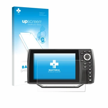 Vorderseite einer Produktverpackung mit dem Markenlogo upscreen. Daneben ist das Gerät Humminbird Helix 7 mit dem zugehörigen 