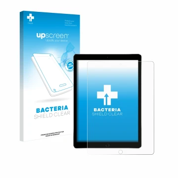 Vorderseite einer Produktverpackung mit dem Markenlogo upscreen. Daneben ist das Gerät Apple iPad Pro 12.9