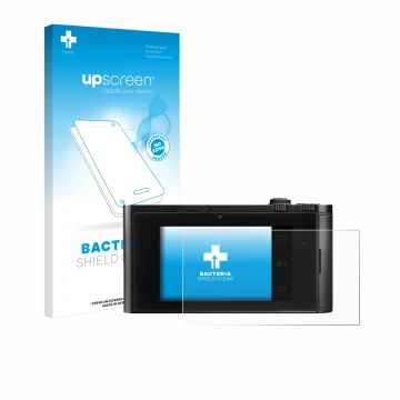 Vorderseite einer Produktverpackung mit dem Markenlogo upscreen. Daneben ist das Gerät Leica TL2 mit dem zugehörigen Displaysc