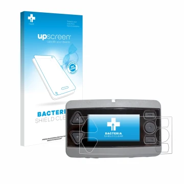 Vorderseite einer Produktverpackung mit dem Markenlogo upscreen. Daneben ist das Gerät Airbus P8GR mit dem zugehörigen Display