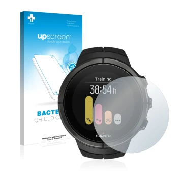 Vorderseite einer Produktverpackung mit dem Markenlogo upscreen. Daneben ist das Gerät Suunto Spartan Ultra mit dem zugehörige