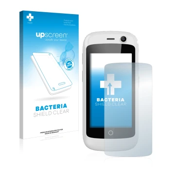 Vorderseite einer Produktverpackung mit dem Markenlogo upscreen. Daneben ist das Gerät Unihertz Jelly Pro mit dem zugehörigen 